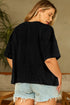 Solid Pointelle Rhombus Knit V Neck Loose Top