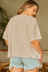 Solid Pointelle Rhombus Knit V Neck Loose Top