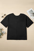 Solid Pointelle Rhombus Knit V Neck Loose Top