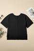 Solid Pointelle Rhombus Knit V Neck Loose Top