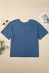 Solid Pointelle Rhombus Knit V Neck Loose Top