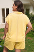 Solid Polo Collar Tee Elastic Waist Shorts Loungewear Set
