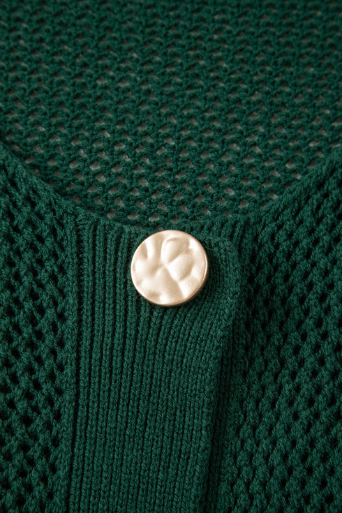 Solid Print Decorative Button Short Sweater Cardigan