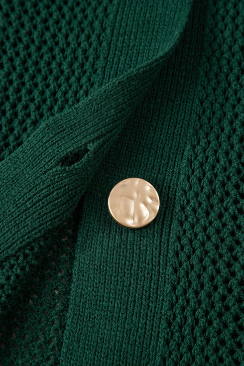 Solid Print Decorative Button Short Sweater Cardigan