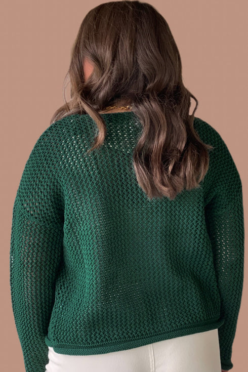 Solid Print Decorative Button Short Sweater Cardigan