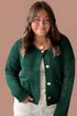 Solid Print Decorative Button Short Sweater Cardigan