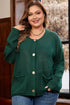 Solid Print Decorative Button Short Sweater Cardigan