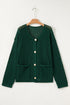 Solid Print Decorative Button Short Sweater Cardigan
