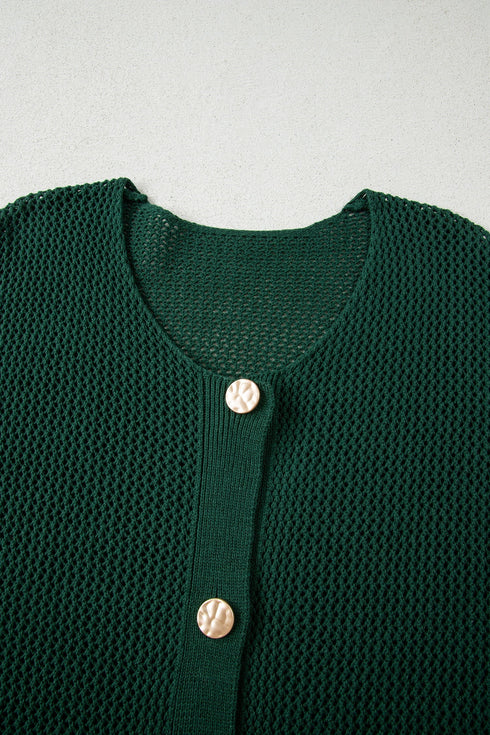 Solid Print Decorative Button Short Sweater Cardigan