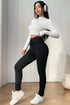 Solid Print Drawstring Waist Fleece Lined Thermal Leggings