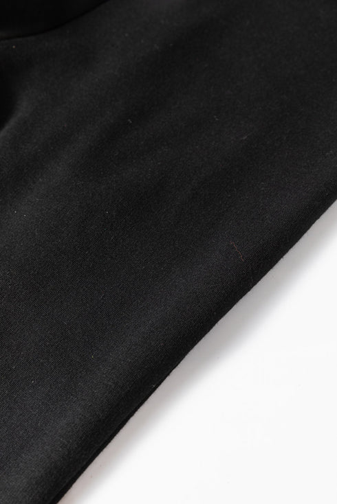 Solid Print Drawstring Waist Fleece Lined Thermal Leggings