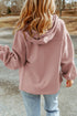 Solid Print Flap Pocket Drawstring Hooded Zip Up Jacket