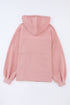 Solid Print Flap Pocket Drawstring Hooded Zip Up Jacket