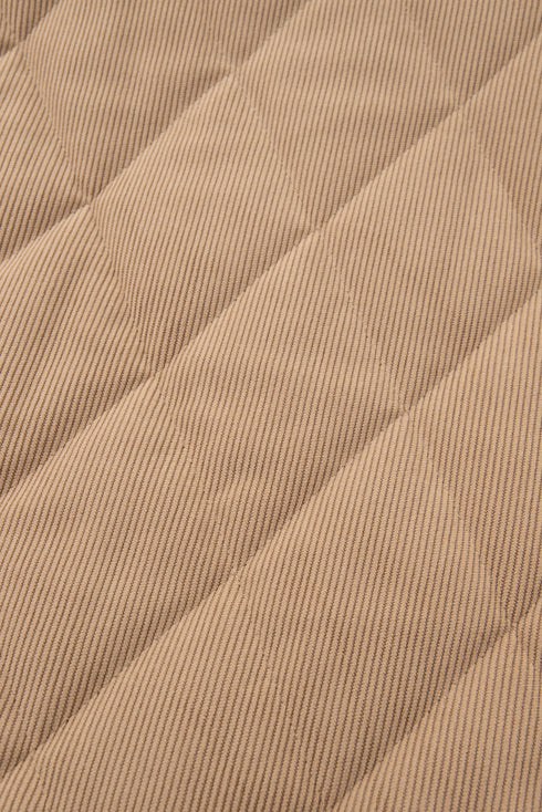 Solid Quilted Corduroy Snap Button Vest Outerwear