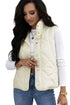 Solid Quilted High Neck Button Up Pocket Vest