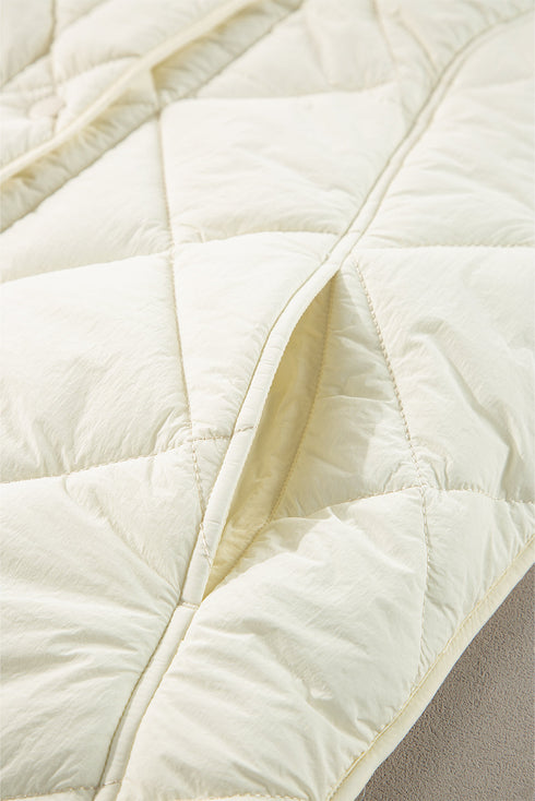 Solid Quilted High Neck Button Up Pocket Vest