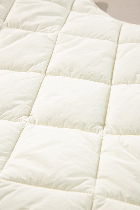 Solid Quilted High Neck Button Up Pocket Vest