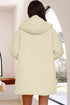 Solid Quilted Snap Button Hooded Puffer Coat