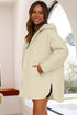 Solid Quilted Snap Button Hooded Puffer Coat