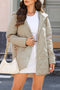 Solid Quilted Snap Button Hooded Puffer Coat