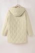Solid Quilted Snap Button Hooded Puffer Coat