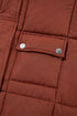 Solid Quilted Stand Collar Zipped Mid Length Puffer Coat