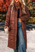 Solid Quilted Stand Collar Zipped Mid Length Puffer Coat