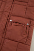 Solid Quilted Stand Collar Zipped Mid Length Puffer Coat