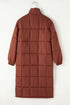 Solid Quilted Stand Collar Zipped Mid Length Puffer Coat
