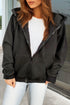 Solid Quilted Textured Zip Front Pocket Hooded Jacket