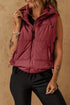 Solid Quilted Zip Front Hooded Puffer Vest