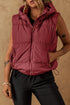 Solid Quilted Zip Front Hooded Puffer Vest