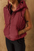 Solid Quilted Zip Front Hooded Puffer Vest