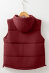 Solid Quilted Zip Front Hooded Puffer Vest