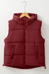 Solid Quilted Zip Front Hooded Puffer Vest