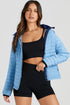 Solid Quilted Zip Up Insulated Puffer Jacket