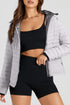 Solid Quilted Zip Up Insulated Puffer Jacket