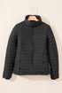 Solid Quilted Zip Up Insulated Puffer Jacket
