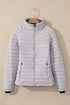 Solid Quilted Zip Up Insulated Puffer Jacket
