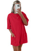 Solid Raw Edge Half Sleeve Pocketed Loose Romper