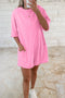 Solid Raw Edge Half Sleeve Pocketed Loose Romper
