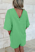 Solid Raw Edge Half Sleeve Pocketed Loose Romper