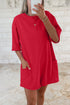 Solid Raw Edge Half Sleeve Pocketed Loose Romper