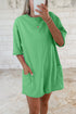 Solid Raw Edge Half Sleeve Pocketed Loose Romper