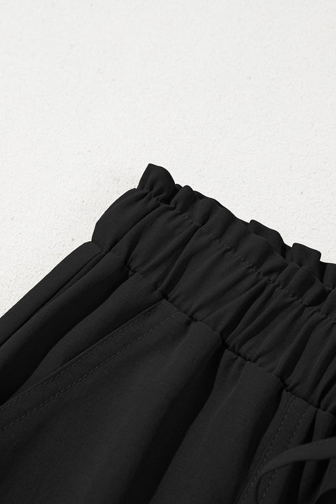 Solid Relaxed Fit Elastic Waist Drawstring Loose Pants