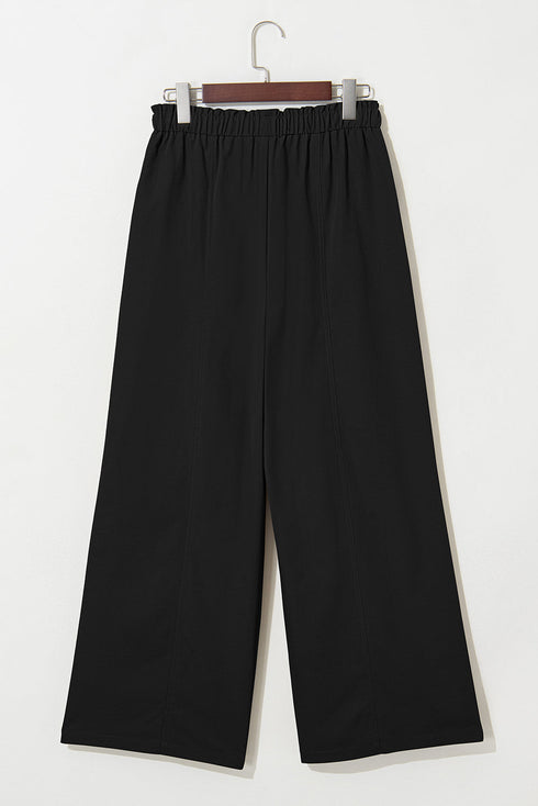 Solid Relaxed Fit Elastic Waist Drawstring Loose Pants