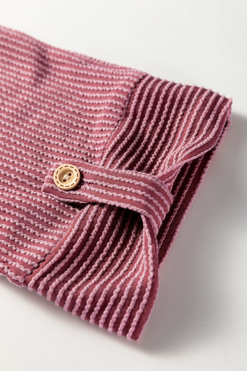 Solid Ribbed Cording Roll Tab Sleeve Shacket Jacket