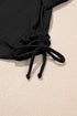 Solid Ribbed Knit Crossed Detail Two Piece Skort Tankinis