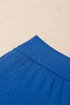 Solid Ribbed Knit Crossed Detail Two Piece Skort Tankinis