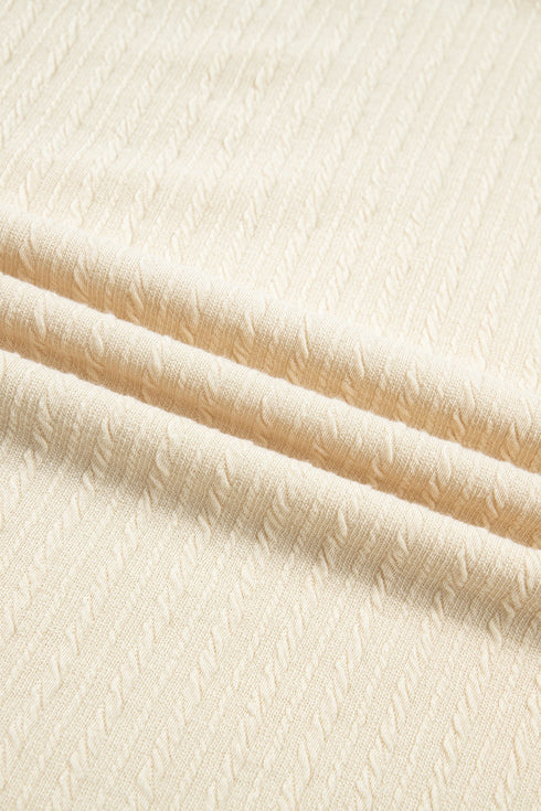 Solid Ribbed Knit Half Button Wide Leg Jumpsuit